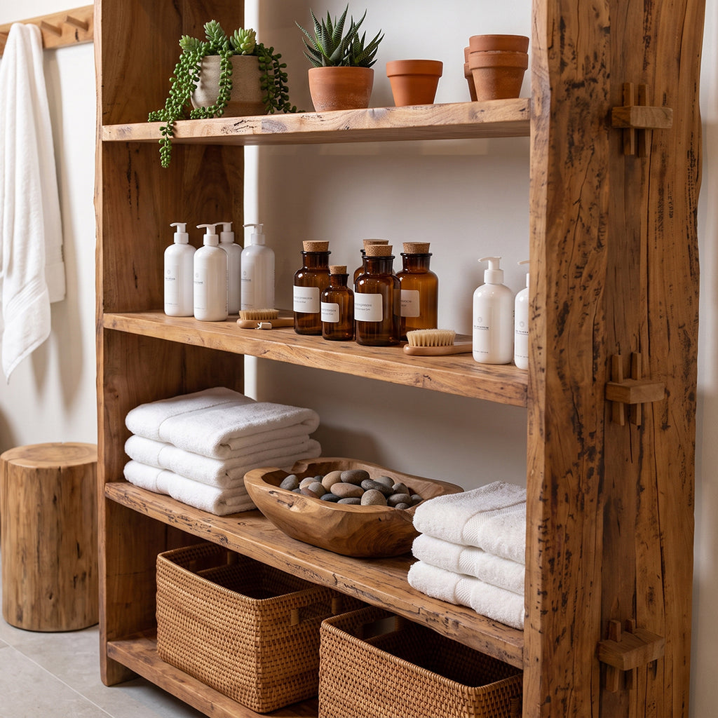 Farmwood storage rack - FSC-recycled wood - 100x37x180 cm