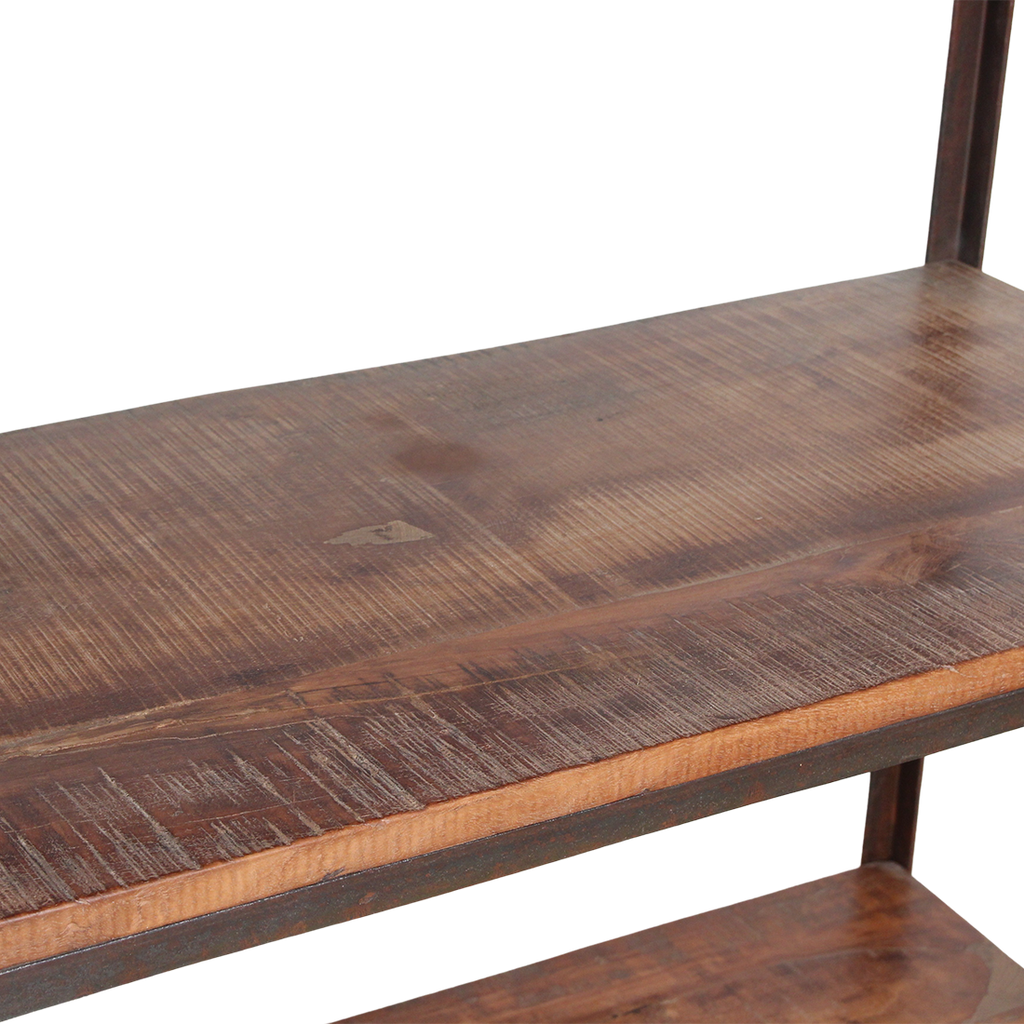 Industrial tall iron rack with FSC wooden shelves
