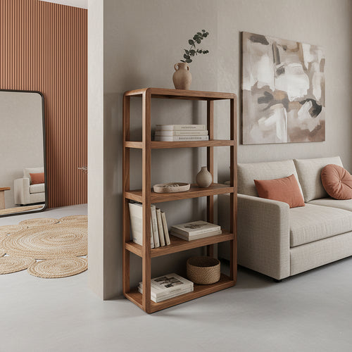 Bullnose mango wood rack - 100x38x177 cm