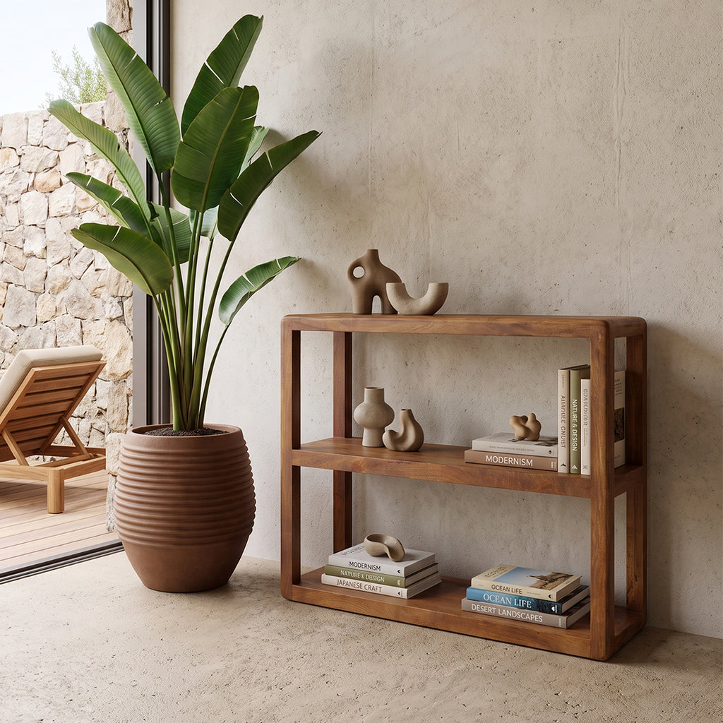 Bullnose mango wood rack - 100x38x100 cm