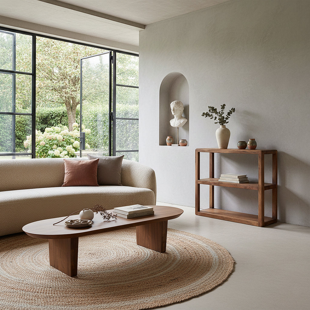 Bullnose mangohouten rek - 100x38x100 cm