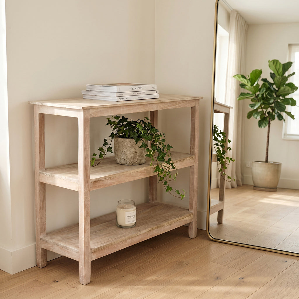 Limewash shoe rack - 90x35x76 cm