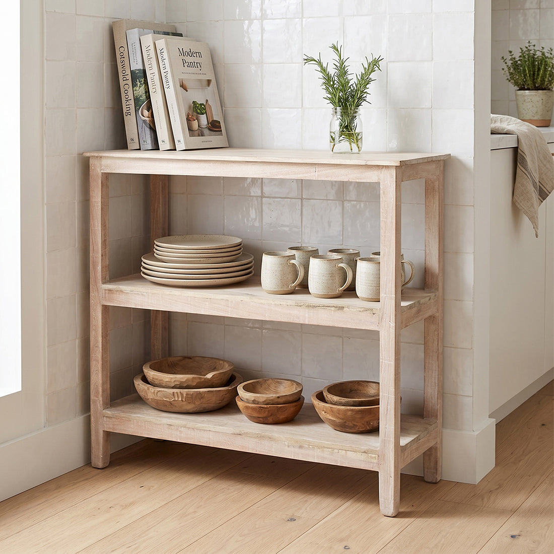 Limewash shoe rack - 90x35x76 cm