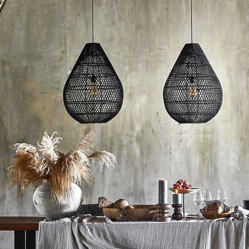 Maze Drop Rattan Pendant Lamp Black - Ø 45x65 cm
