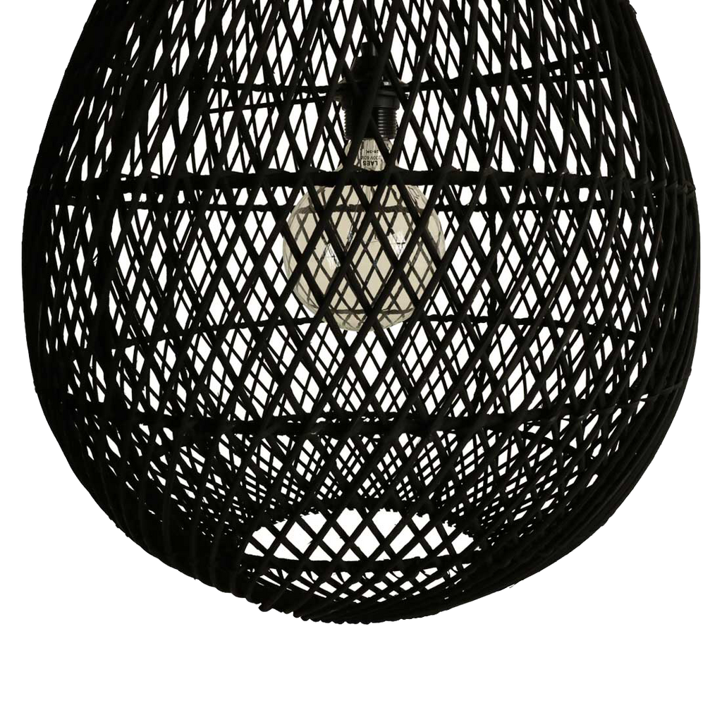 Maze druppel rotan hanglamp zwart - Ø 45x65 cm