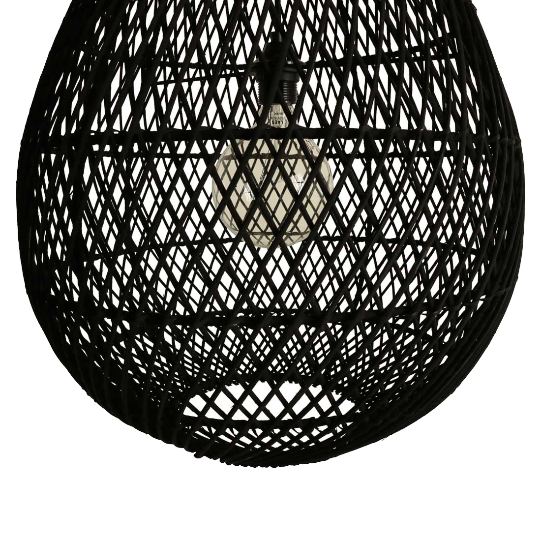 Maze druppel rotan hanglamp zwart - Ø 45x65 cm