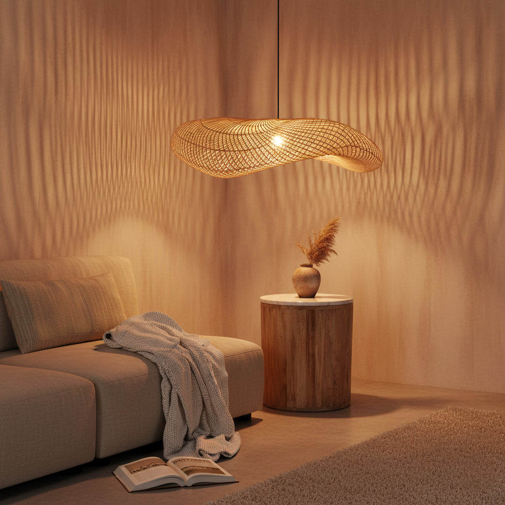 Wave  rotan hanglamp XL - Ø90x22 cm