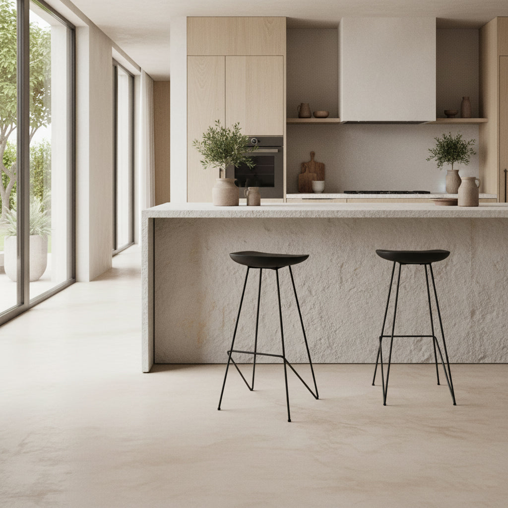 Loft teakhouten barkruk zwart - 41x42x77 cm
