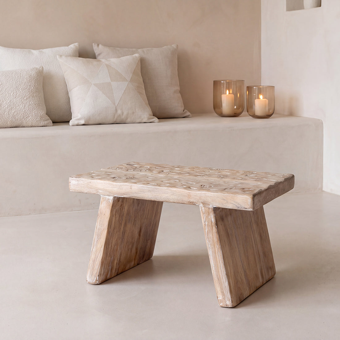 Mango wood side table/stool natural - 40x25x20 cm
