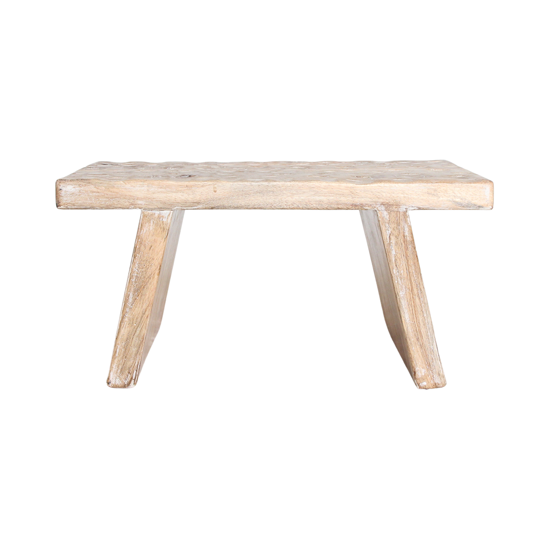 Mangohouten bijzettafel/kruk naturel - 40x25x20 cm