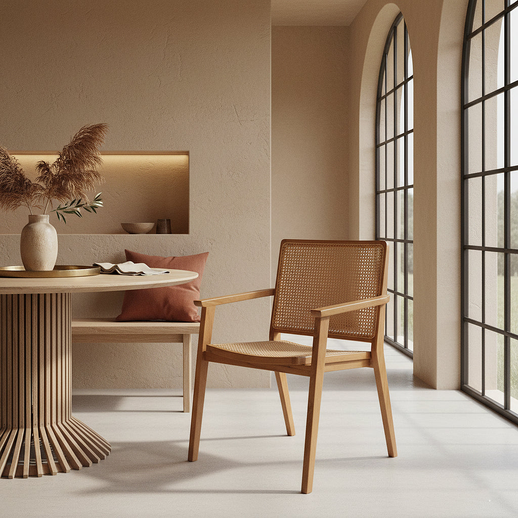 Nova teak eetkamerstoel met armleuning (set van 2)