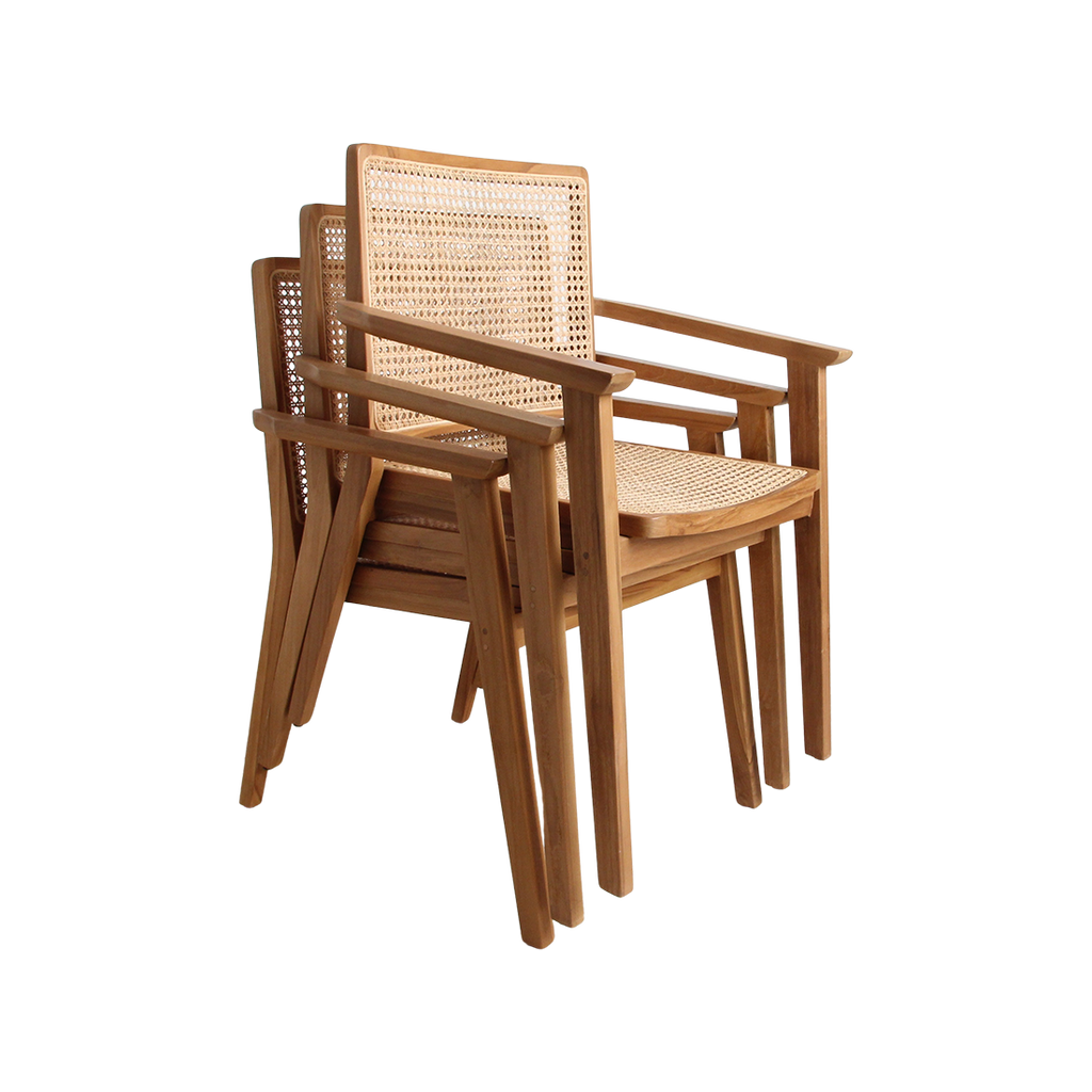 Nova teak eetkamerstoel met armleuning (set van 2)