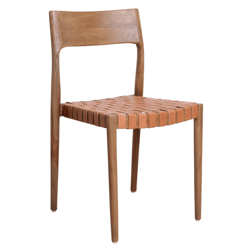 Freya teak eetkamerstoel met leer - Naturel (set van 2) - Noël Home