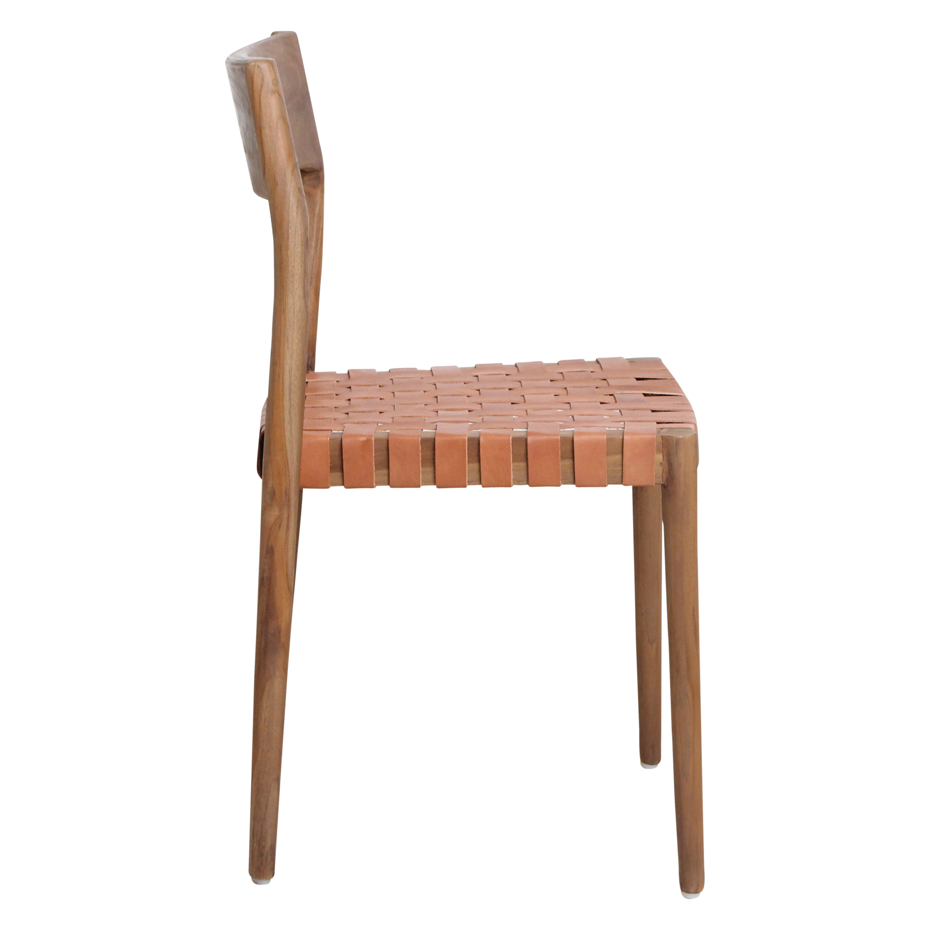 Freya teak eetkamerstoel met leer - Naturel (set van 2)