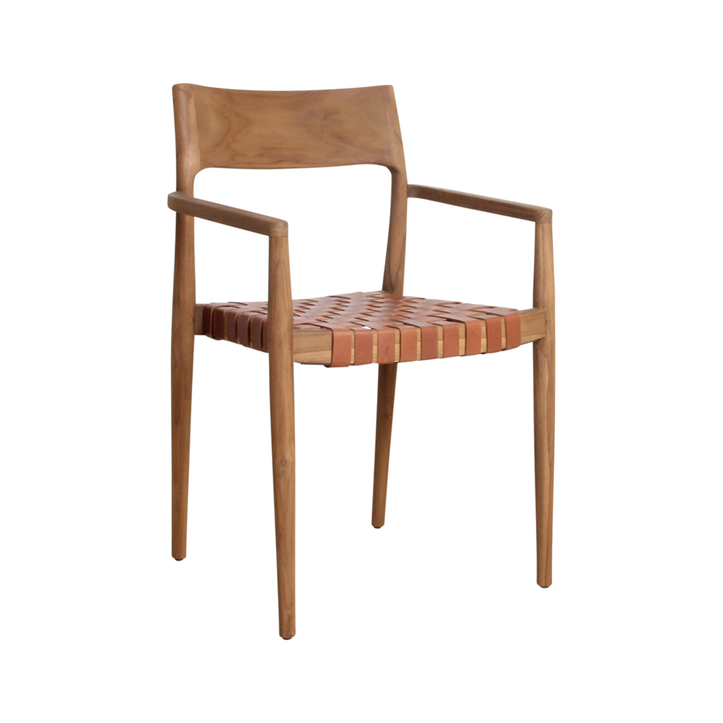 Freya teak eetkamerstoel met armleuning - Naturel (set van 2)