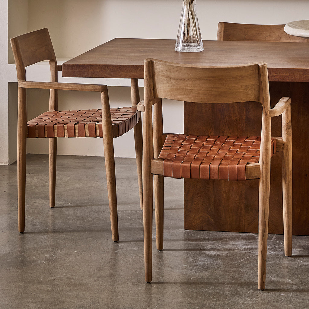 Freya teak eetkamerstoel met armleuning - Naturel (set van 2)