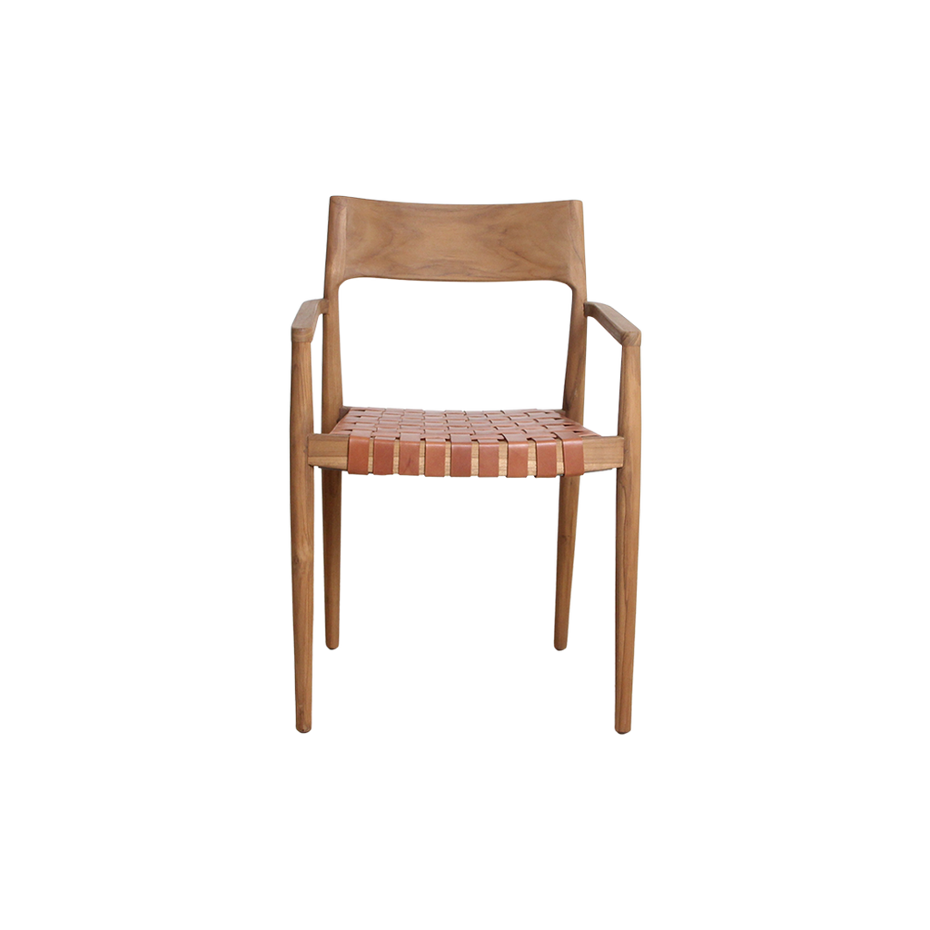 Freya teak eetkamerstoel met armleuning - Naturel (set van 2)