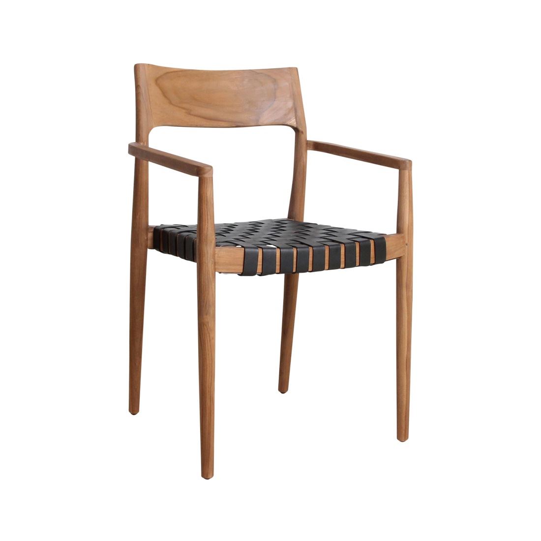 Freya Teak Dining Chair with Armrest - Black (set of 2)
