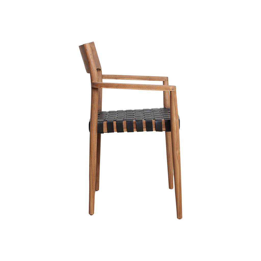 Freya Teak Dining Chair with Armrest - Black (set of 2)