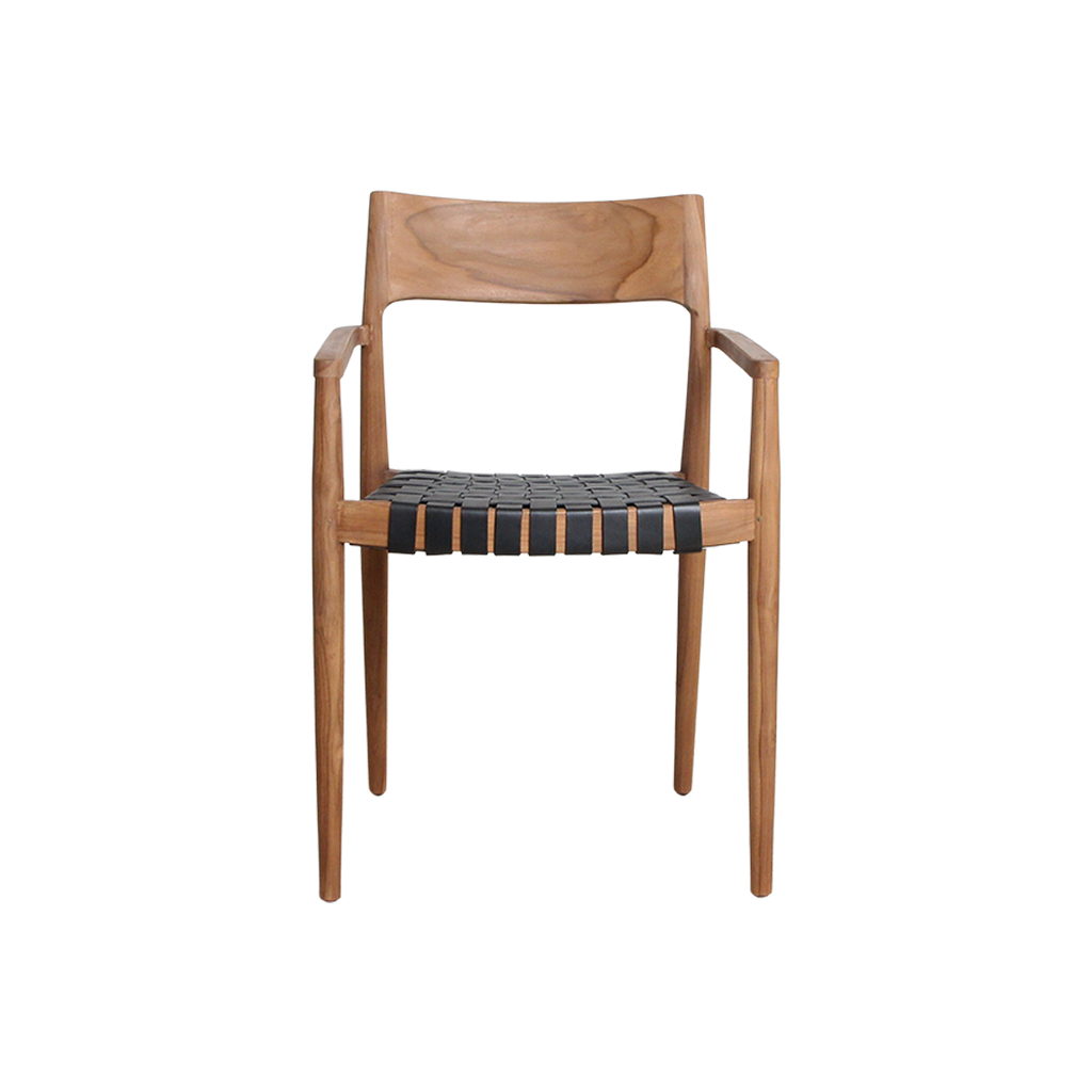 Freya Teak Dining Chair with Armrest - Black (set of 2)