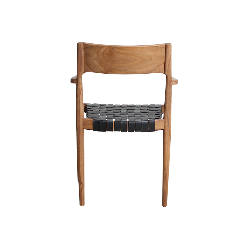 Freya Teak Dining Chair with Armrest - Black (set of 2)