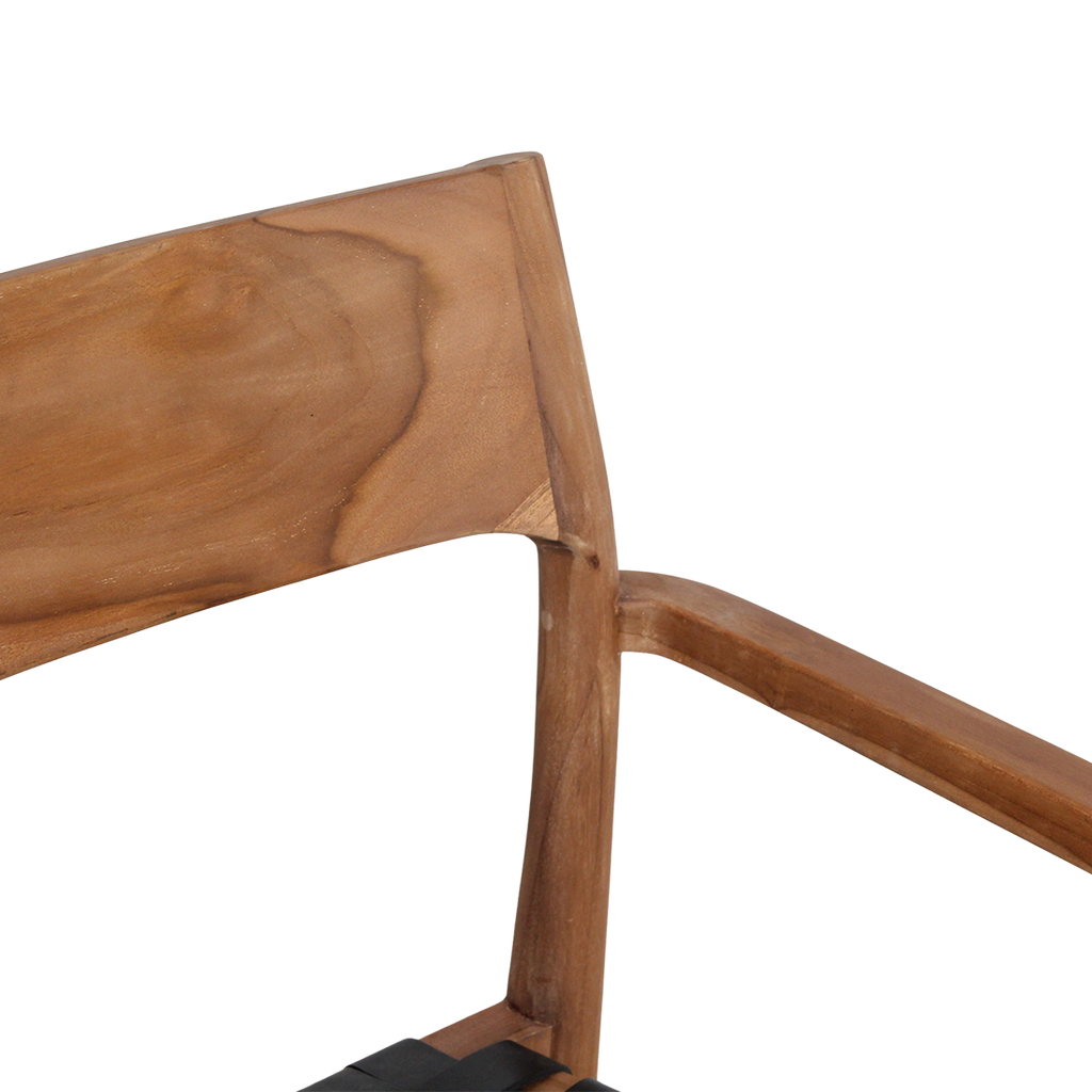 Freya Teak Dining Chair with Armrest - Black (set of 2)