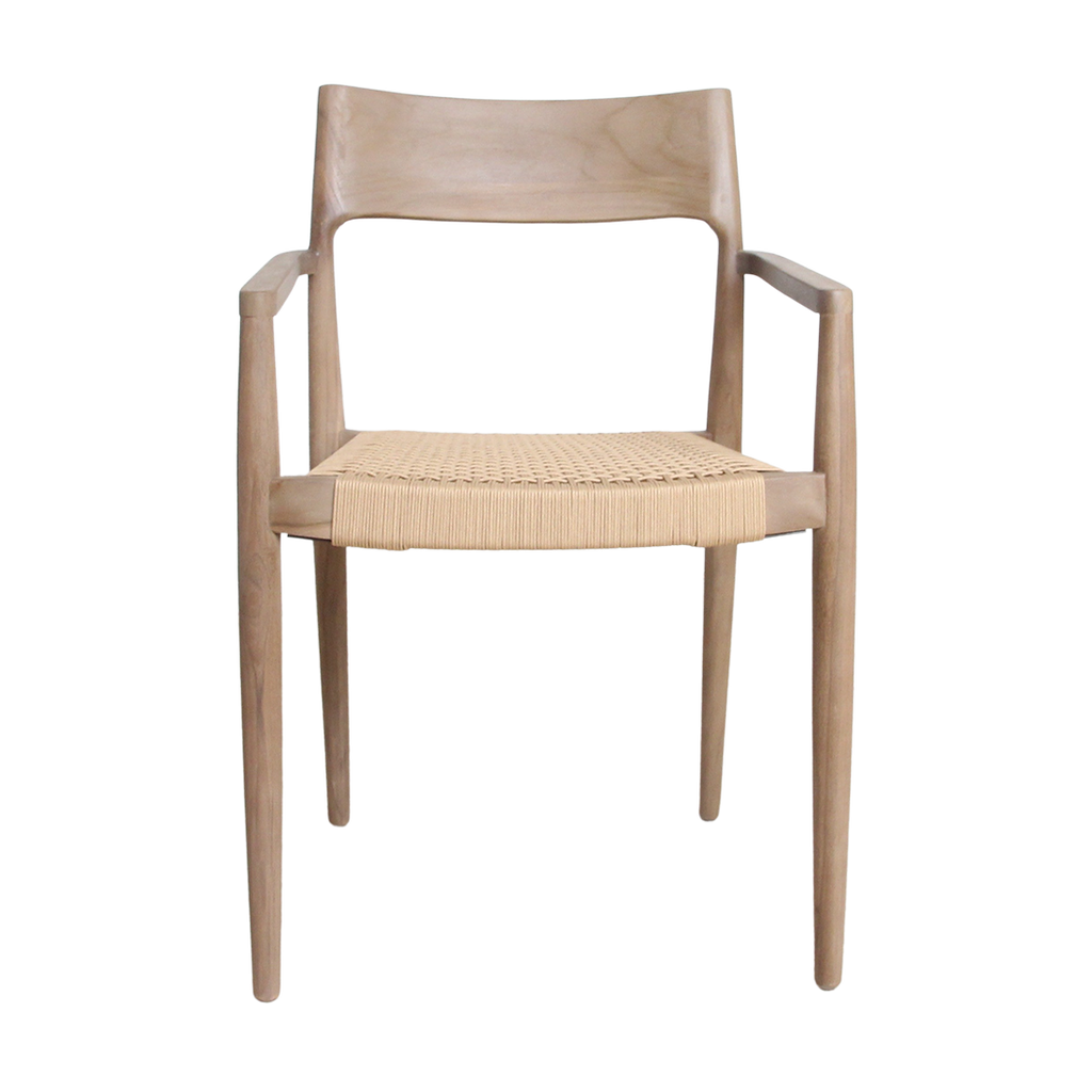 Freya licht teakhouten tuinstoel met armleuning - Naturel (set van 2)