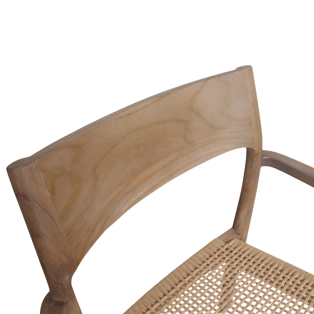 Freya licht teakhouten tuinstoel met armleuning - Naturel (set van 2)