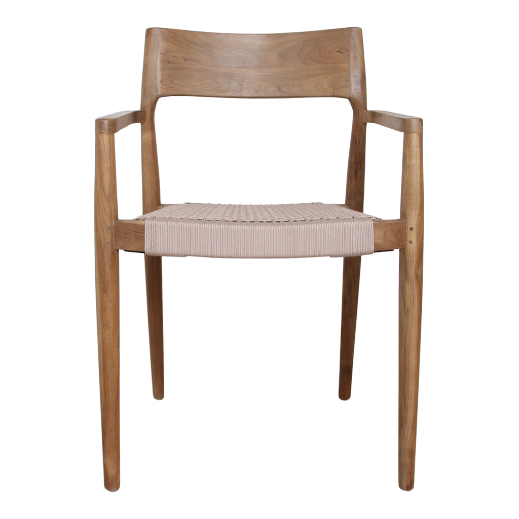 Freya donker teakhouten tuinstoel met armleuning - naturel (set van 2)