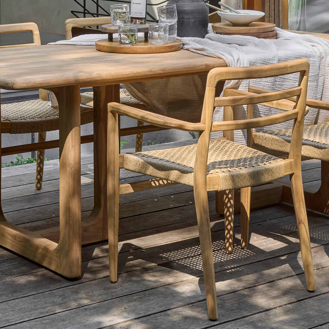 Verano teak tuinstoel met armleuning - Naturel (set van 2)