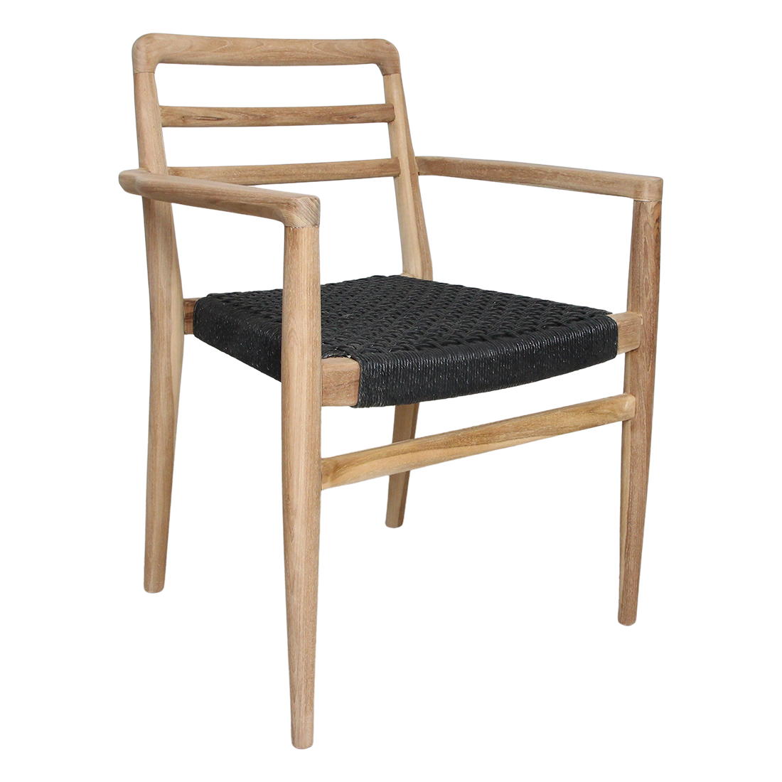 Verano teak tuinstoel met armleuning - Zwart (set van 2)