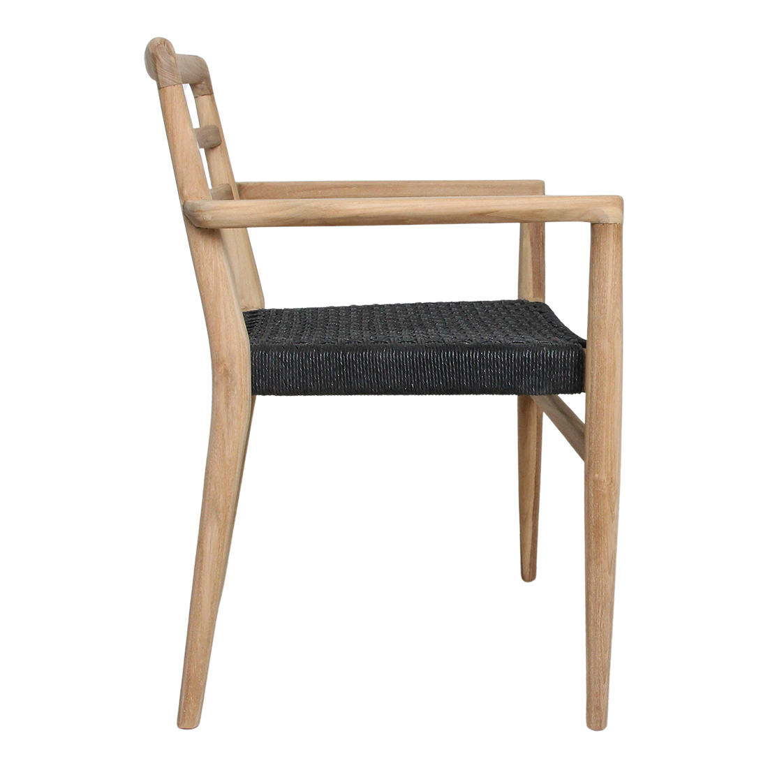 Verano teak tuinstoel met armleuning - Zwart (set van 2)