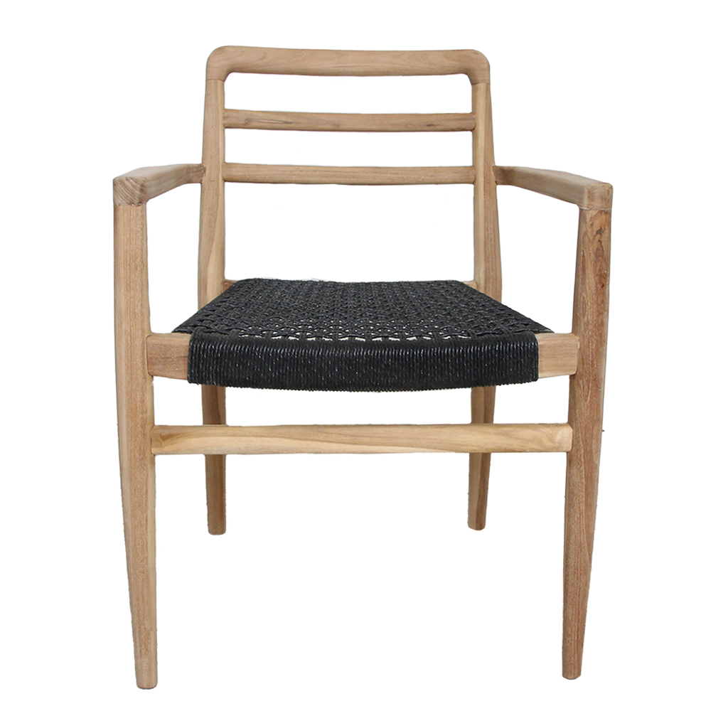 Verano teak tuinstoel met armleuning - Zwart (set van 2)