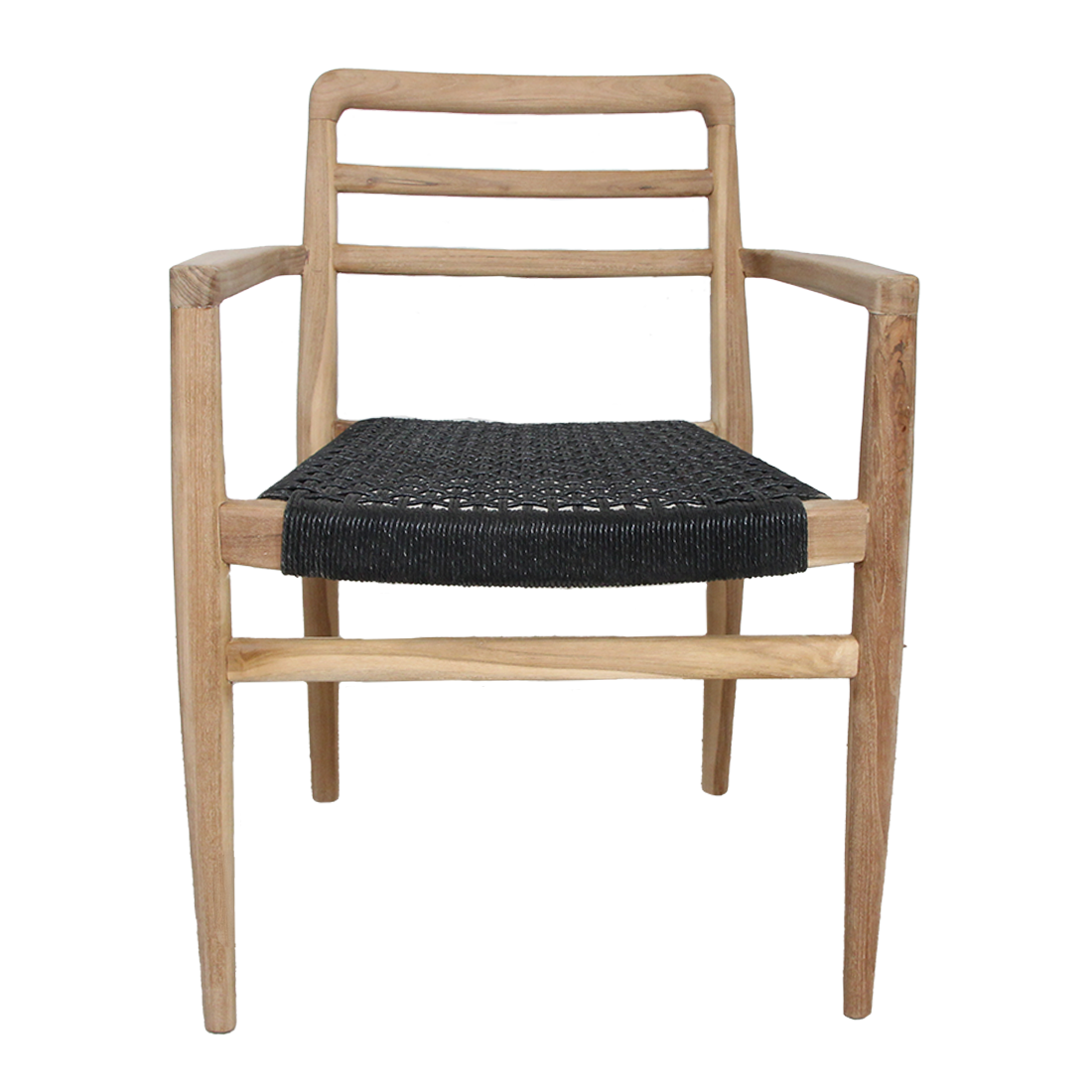 Verano teak tuinstoel met armleuning - Zwart (set van 2)