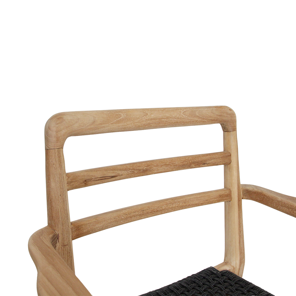 Verano teak tuinstoel met armleuning - Zwart (set van 2)