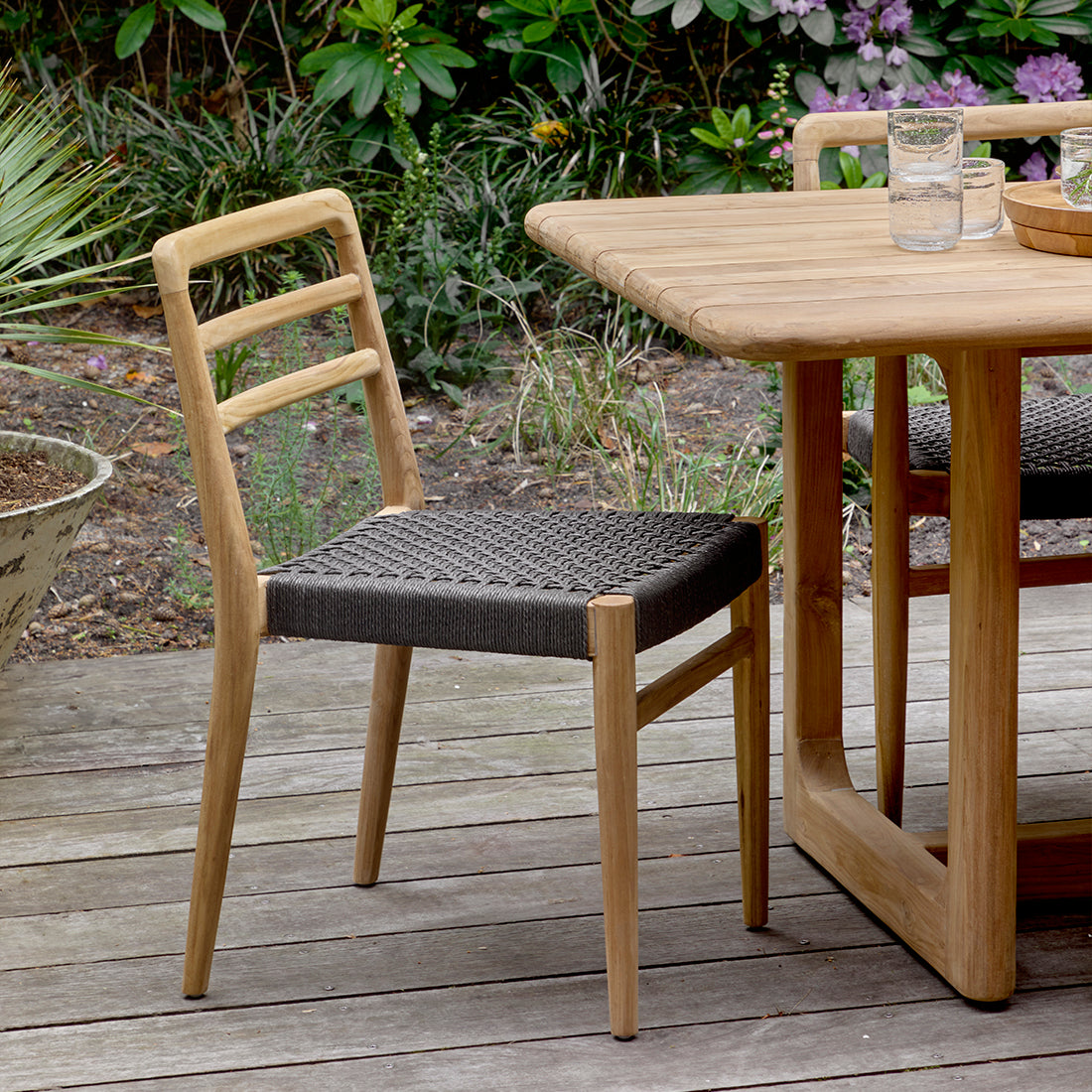 Verano teakhouten tuinstoel - Zwart (set van 2)