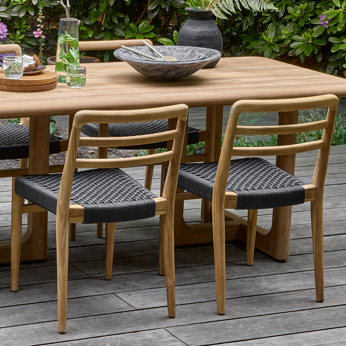 Verano teakhouten tuinstoel - Zwart (set van 2)