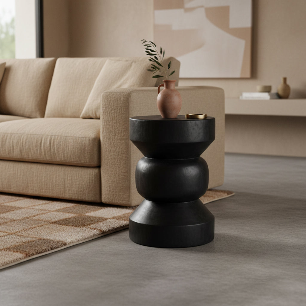 Forma teak side table Ritari black