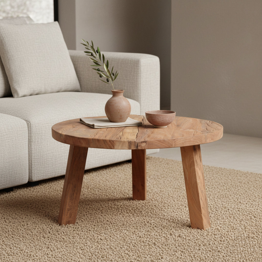 Farmwood ronde salontafel - FSC-gerecycled hout - Ø70x38 cm
