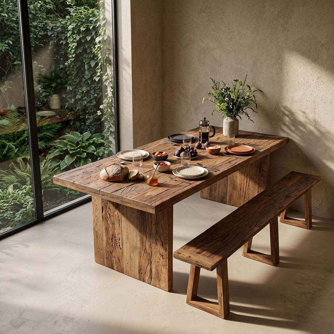 Farmwood Waterfall dining table - FSC-recycled wood - 240 cm