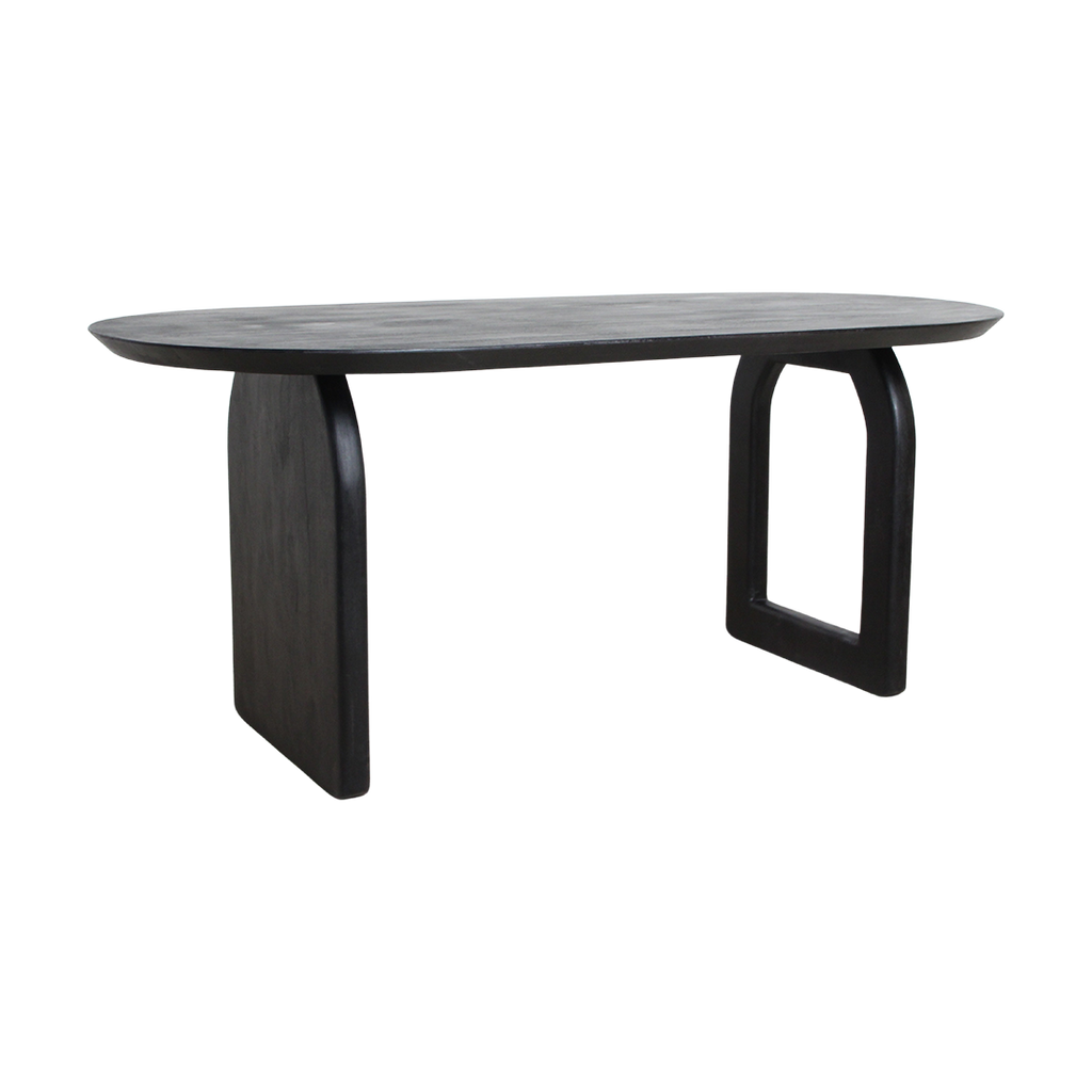 Bullnose eettafel zwart 180 cm - mix onderstel
