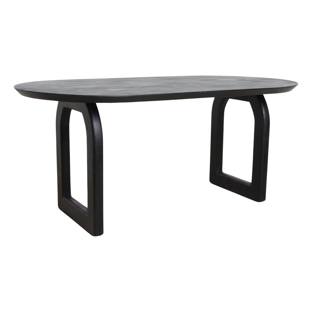 Bullnose dining table black 180 cm - open base