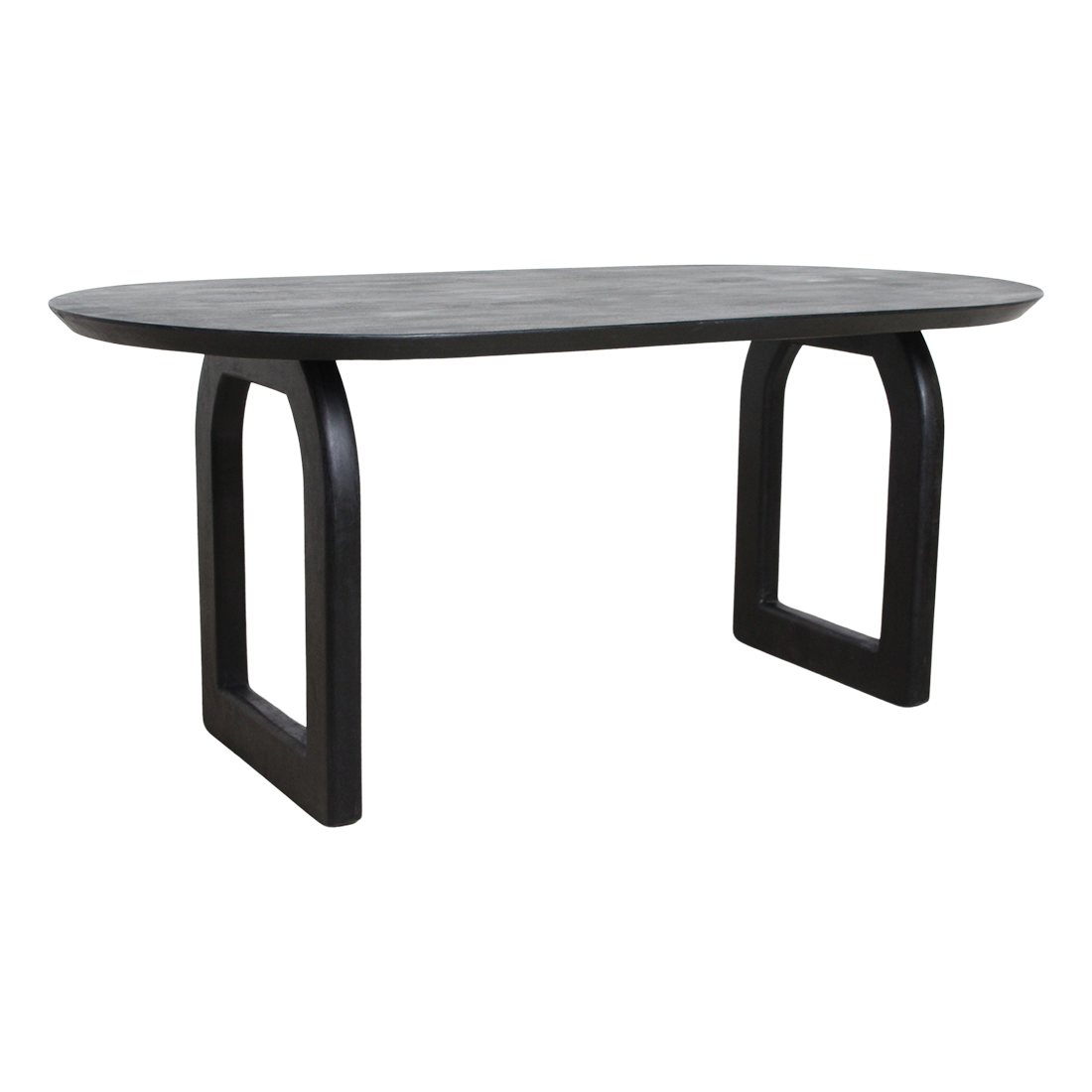 Bullnose eettafel zwart 180 cm - open onderstel