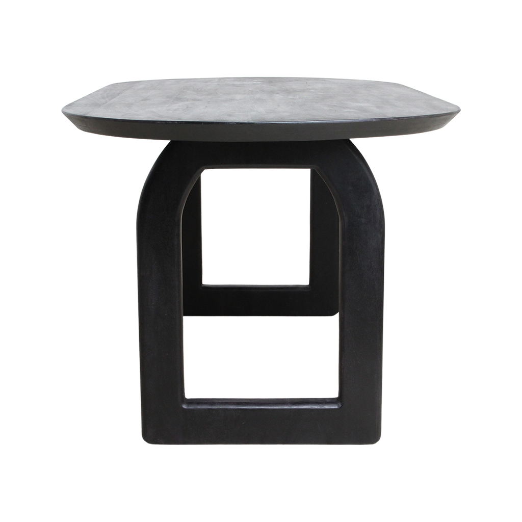Bullnose dining table black 180 cm - open base