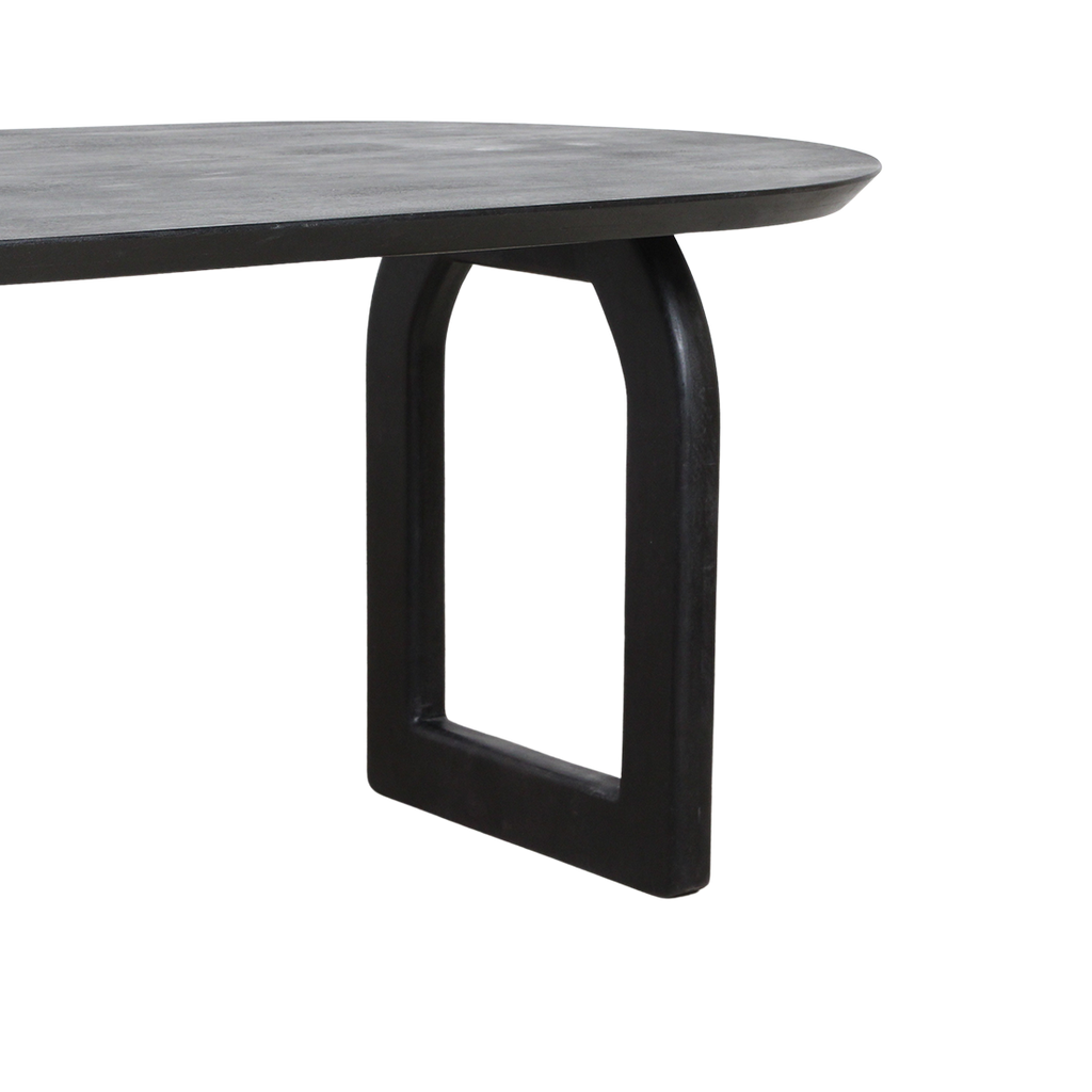Bullnose dining table black 180 cm - open base