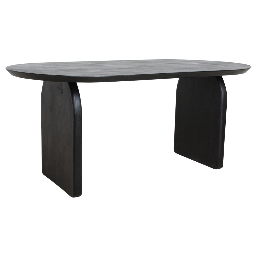 Bullnose dining table black 180 cm - closed base