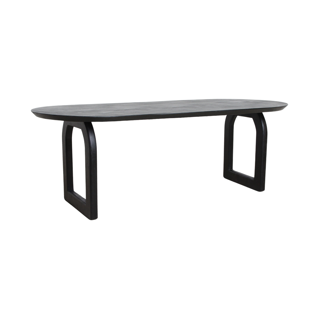 Bullnose dining table black 200 cm - open base