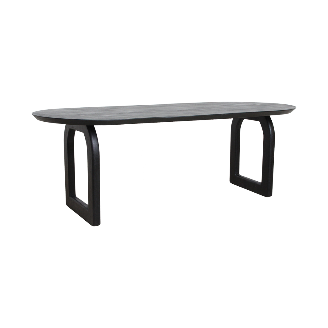 Bullnose eettafel zwart 200 cm - open onderstel