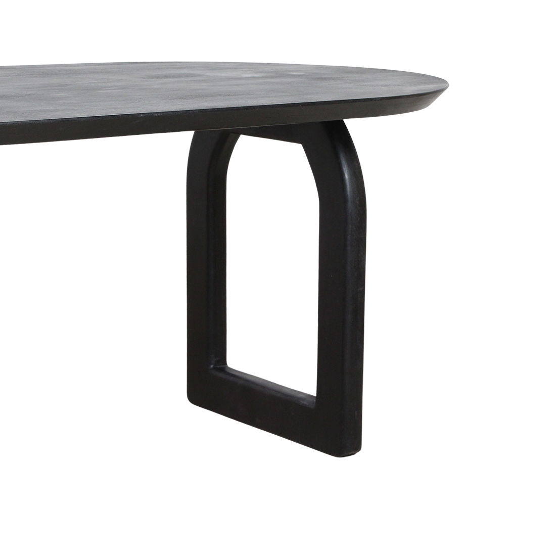 Bullnose eettafel zwart 200 cm - open onderstel