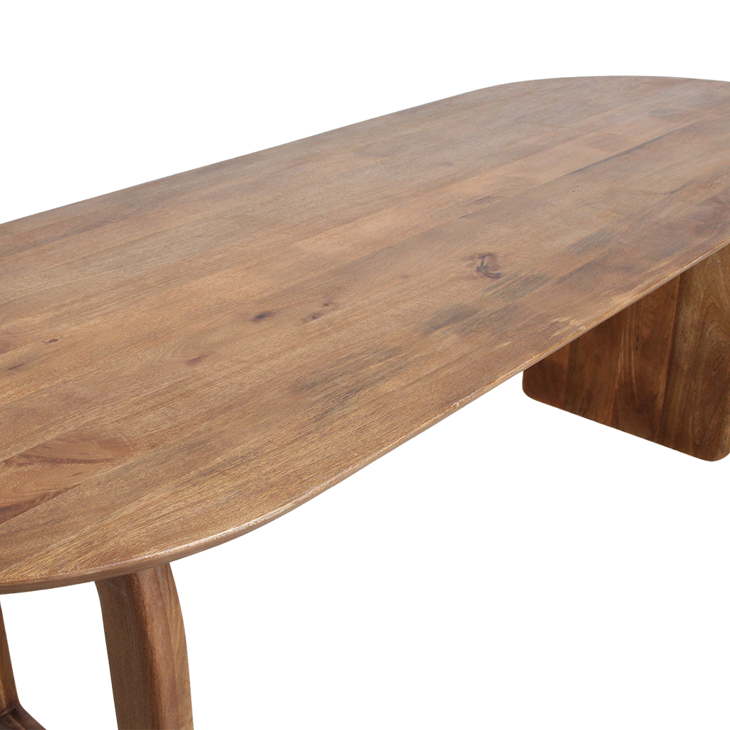 Bullnose dining table brown 180 cm - mixed base